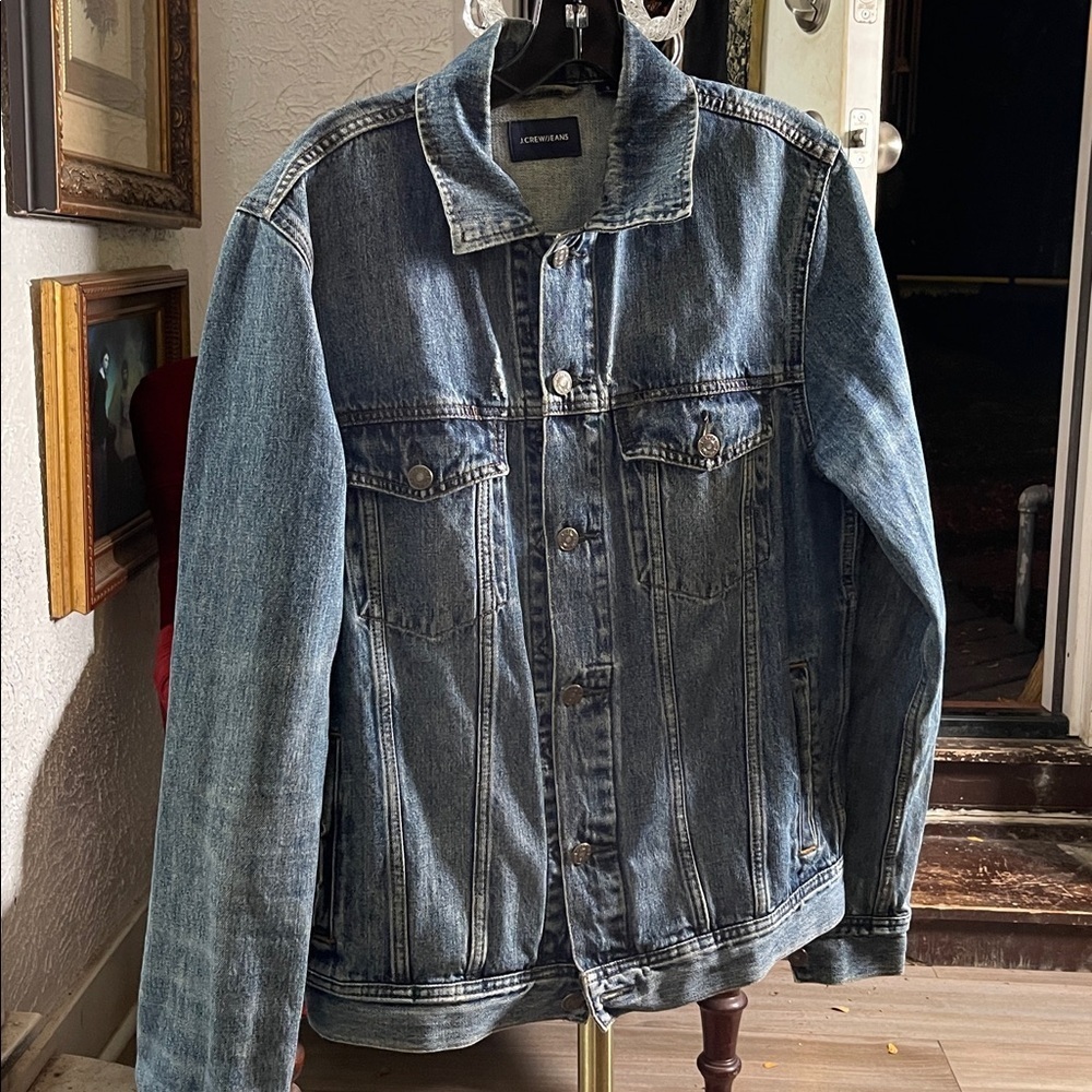 J Crew Distressed Denim Jacket Men’s Size Small - Picture 5 of 9
